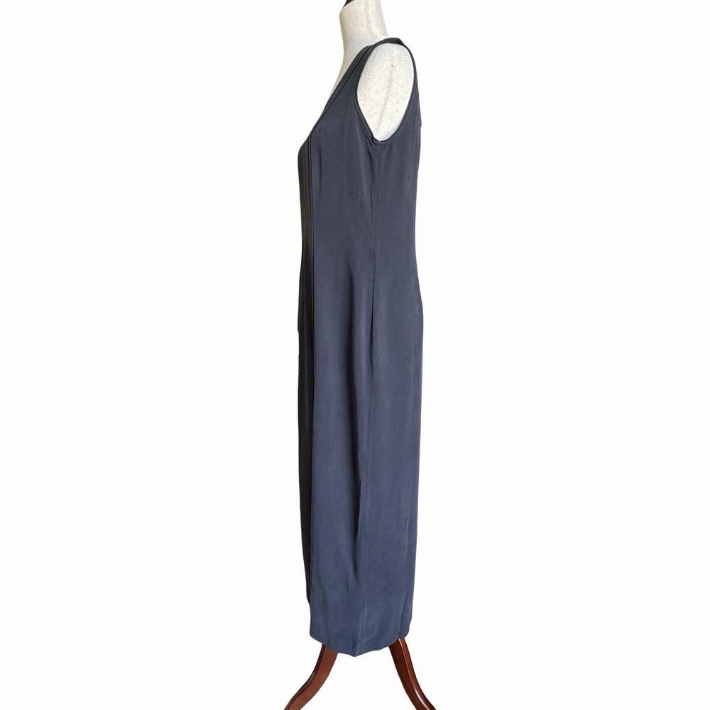 Tommy Bahama 100% Silk Maxi Shift Dress Sz 8 • Starlette Coal Minimalist Coastal - Picture 3 of 10
